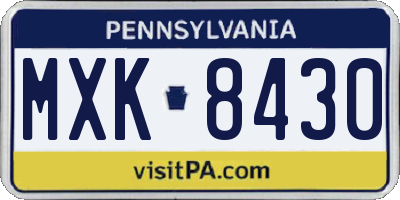 PA license plate MXK8430