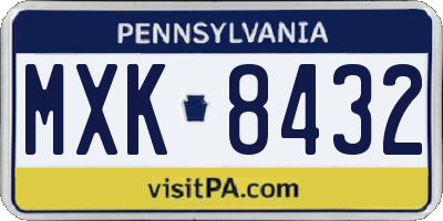 PA license plate MXK8432