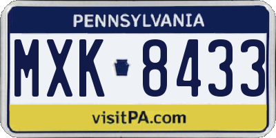 PA license plate MXK8433