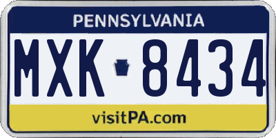 PA license plate MXK8434