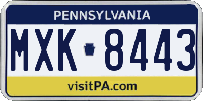 PA license plate MXK8443