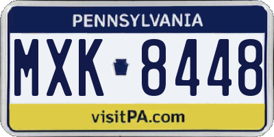 PA license plate MXK8448
