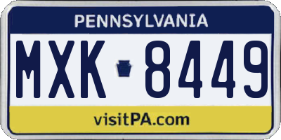PA license plate MXK8449
