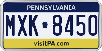 PA license plate MXK8450