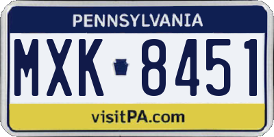PA license plate MXK8451