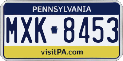 PA license plate MXK8453