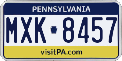 PA license plate MXK8457