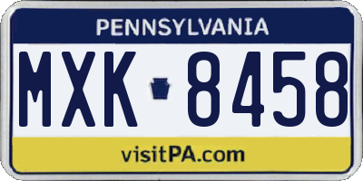 PA license plate MXK8458