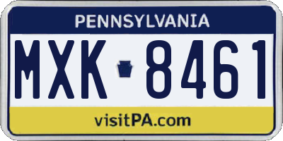 PA license plate MXK8461