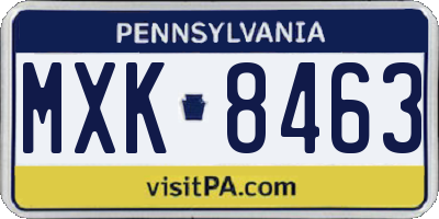 PA license plate MXK8463