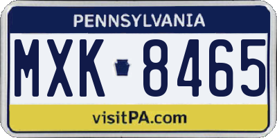 PA license plate MXK8465