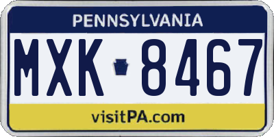 PA license plate MXK8467