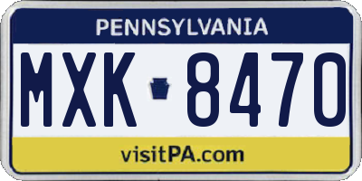PA license plate MXK8470