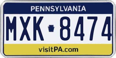PA license plate MXK8474