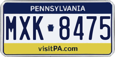 PA license plate MXK8475