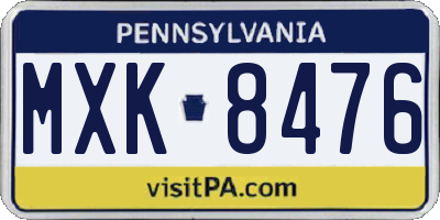 PA license plate MXK8476