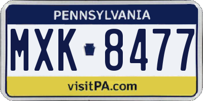 PA license plate MXK8477