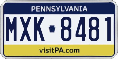 PA license plate MXK8481