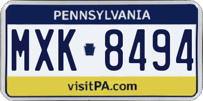 PA license plate MXK8494