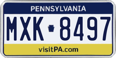 PA license plate MXK8497