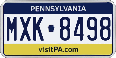 PA license plate MXK8498