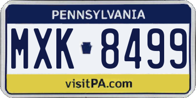 PA license plate MXK8499