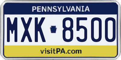 PA license plate MXK8500