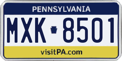PA license plate MXK8501
