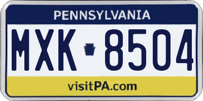 PA license plate MXK8504