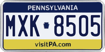 PA license plate MXK8505