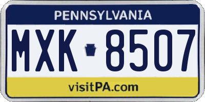 PA license plate MXK8507