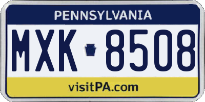 PA license plate MXK8508
