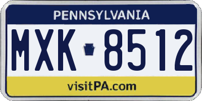 PA license plate MXK8512