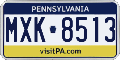 PA license plate MXK8513
