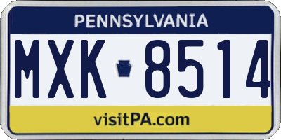 PA license plate MXK8514