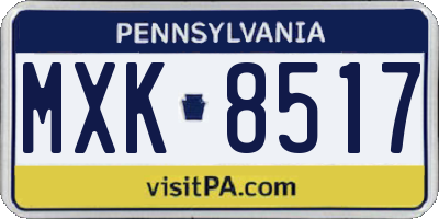 PA license plate MXK8517
