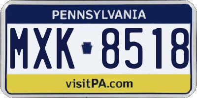 PA license plate MXK8518