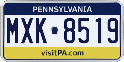 PA license plate MXK8519