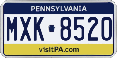 PA license plate MXK8520