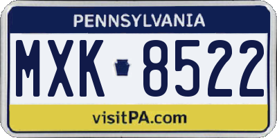PA license plate MXK8522