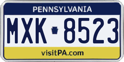PA license plate MXK8523