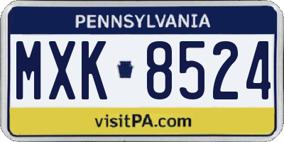 PA license plate MXK8524