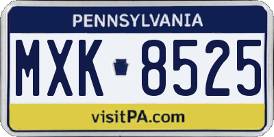 PA license plate MXK8525
