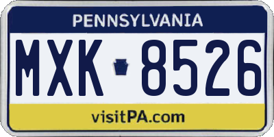 PA license plate MXK8526