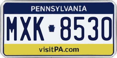 PA license plate MXK8530