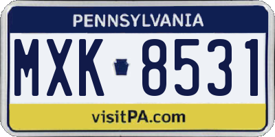 PA license plate MXK8531
