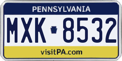 PA license plate MXK8532