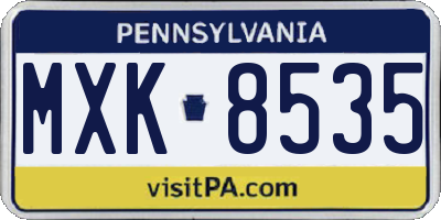 PA license plate MXK8535