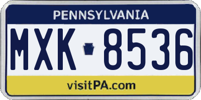 PA license plate MXK8536