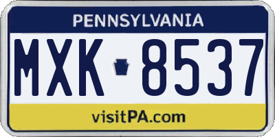 PA license plate MXK8537